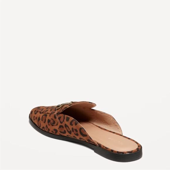 Old Navy brown leopard Faux-Leather Loafer Mule Shoes - Picture 3 of 11